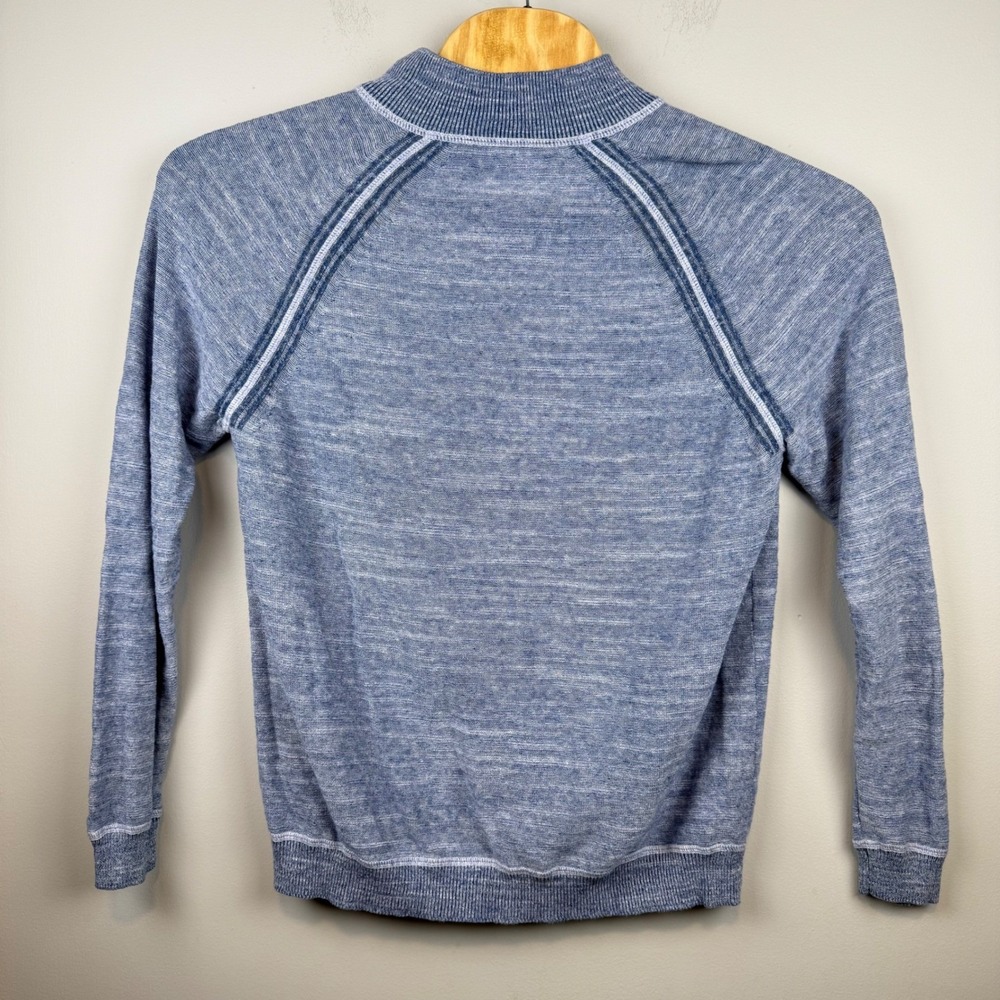 Tommy Bahama Reversible 1/4 Zip Raglan Pullover Sweater Mens L Blue Nautical - Picture 2 of 13